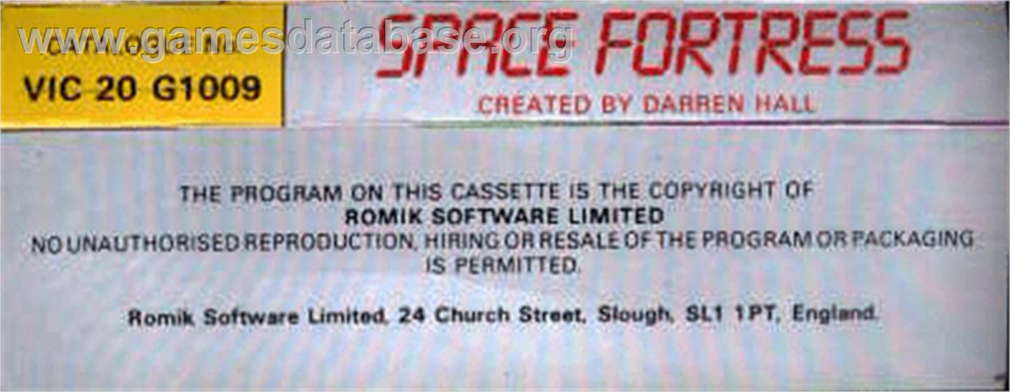 Space Fortress - Commodore VIC-20 - Artwork - Box Back