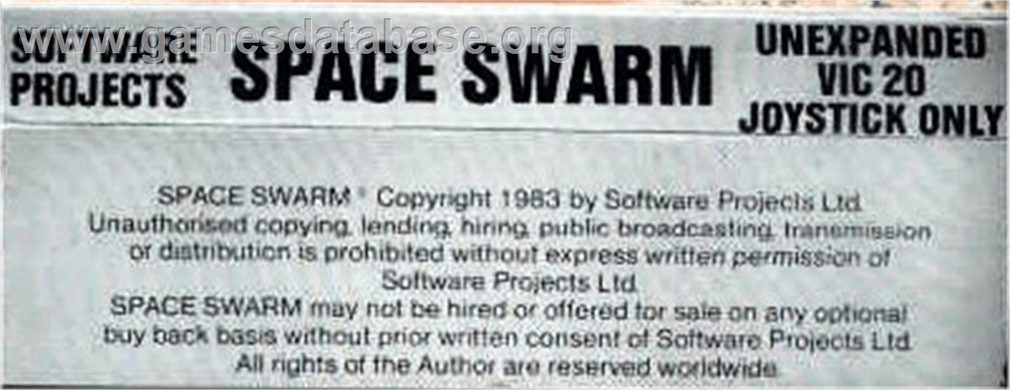 Space Swarm - Commodore VIC-20 - Artwork - Box Back