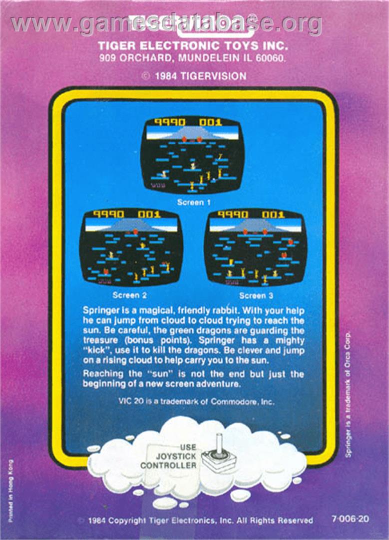 Springer - Commodore VIC-20 - Artwork - Box Back