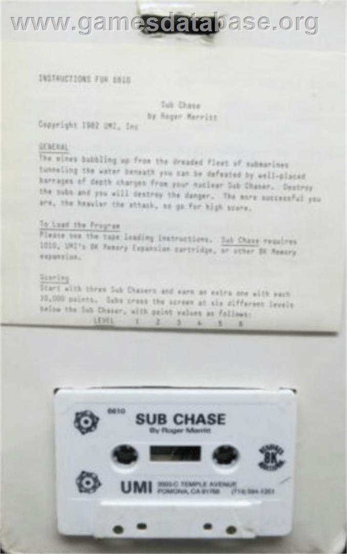 Sub Chase - Commodore VIC-20 - Artwork - Box Back