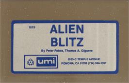 Cartridge artwork for Alien Blitz on the Commodore VIC-20.