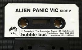 Cartridge artwork for Alien Panic on the Commodore VIC-20.