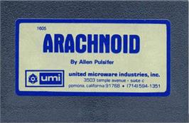 Cartridge artwork for Arachnoid on the Commodore VIC-20.