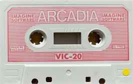 Cartridge artwork for Arcadia on the Commodore VIC-20.