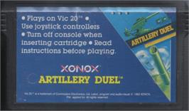 Cartridge artwork for Artillery Duel on the Commodore VIC-20.