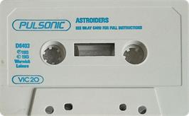 Cartridge artwork for Astroiders on the Commodore VIC-20.