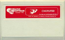 Cartridge artwork for Choplifter on the Commodore VIC-20.