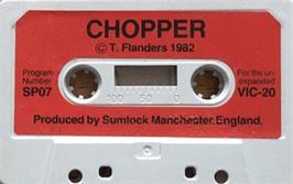 Cartridge artwork for Chopper on the Commodore VIC-20.