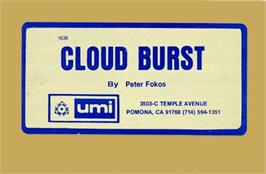 Cartridge artwork for Cloudburst on the Commodore VIC-20.