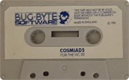 Cartridge artwork for Cosmiads on the Commodore VIC-20.