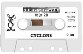 Cartridge artwork for Cyclons on the Commodore VIC-20.
