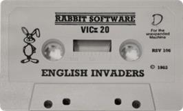 Cartridge artwork for English Invaders on the Commodore VIC-20.