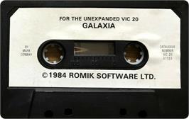 Cartridge artwork for Galaxia on the Commodore VIC-20.