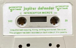 Cartridge artwork for Jupiter Defender on the Commodore VIC-20.