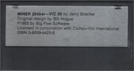 Cartridge artwork for Miner 2049er on the Commodore VIC-20.