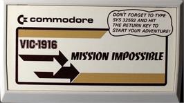 Cartridge artwork for Mission Impossible on the Commodore VIC-20.