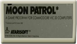 Cartridge artwork for Moon Patrol on the Commodore VIC-20.