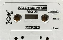 Cartridge artwork for Myriad on the Commodore VIC-20.