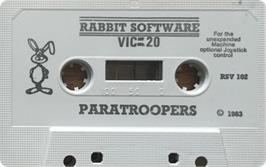 Cartridge artwork for Paratroopers on the Commodore VIC-20.