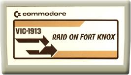 Cartridge artwork for Raid On Fort Knox on the Commodore VIC-20.