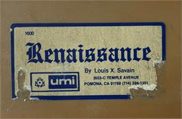 Cartridge artwork for Renaissance on the Commodore VIC-20.