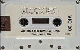Cartridge artwork for Ricochet on the Commodore VIC-20.