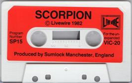 Cartridge artwork for Scorpion on the Commodore VIC-20.