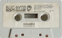 Cartridge artwork for Scramble on the Commodore VIC-20.