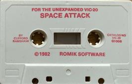 Cartridge artwork for Space Attack on the Commodore VIC-20.