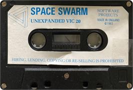 Cartridge artwork for Space Swarm on the Commodore VIC-20.