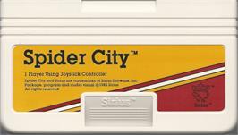 Cartridge artwork for Spider City on the Commodore VIC-20.