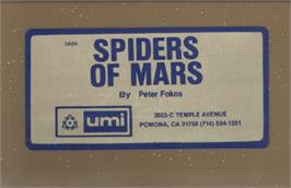 Cartridge artwork for Spiders Of Mars on the Commodore VIC-20.