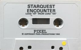 Cartridge artwork for Starquest on the Commodore VIC-20.