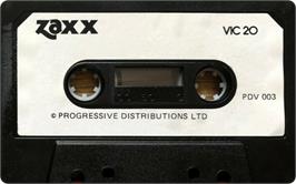 Cartridge artwork for Zaxx on the Commodore VIC-20.