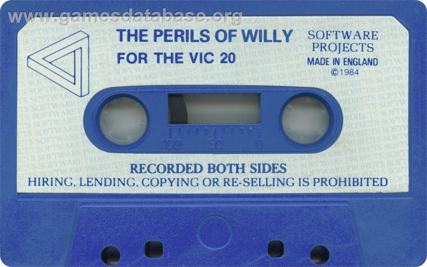 Perils Of Willy, The - Commodore VIC-20 - Artwork - Cartridge