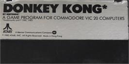 Top of cartridge artwork for Donkey Kong on the Commodore VIC-20.