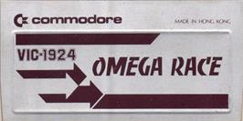 Top of cartridge artwork for Omega Race on the Commodore VIC-20.