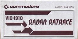 Top of cartridge artwork for Radar Rat Race on the Commodore VIC-20.