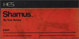 Top of cartridge artwork for Shamus on the Commodore VIC-20.