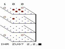 In game image of 3d Tic Tac Toe on the Commodore VIC-20.