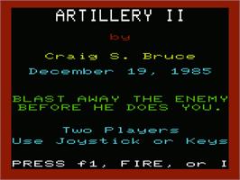 In game image of Artillery 2 on the Commodore VIC-20.