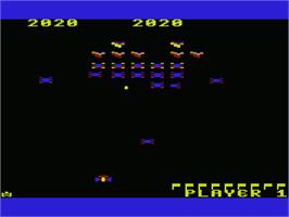 In game image of Galaxian on the Commodore VIC-20.