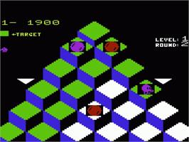In game image of Q-bert on the Commodore VIC-20.