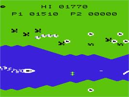 In game image of River Rescue on the Commodore VIC-20.