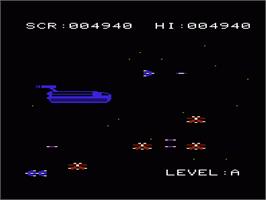 In game image of Space Escort on the Commodore VIC-20.