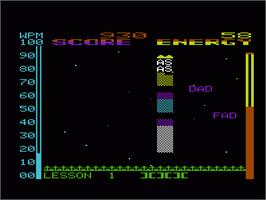 In game image of Type Attack on the Commodore VIC-20.
