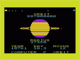 In game image of Visible Solar System on the Commodore VIC-20.