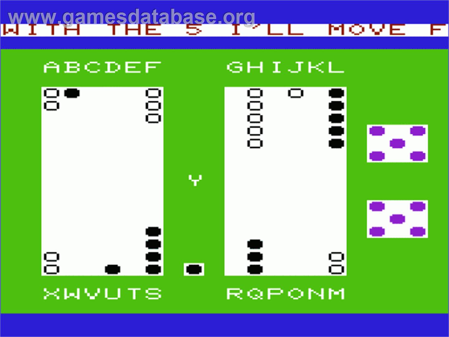 Backgammon - Commodore VIC-20 - Artwork - In Game