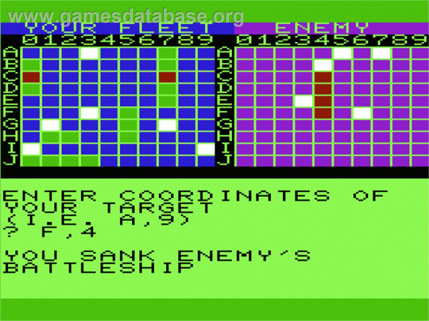 Battleship - Commodore VIC-20 - Artwork - In Game