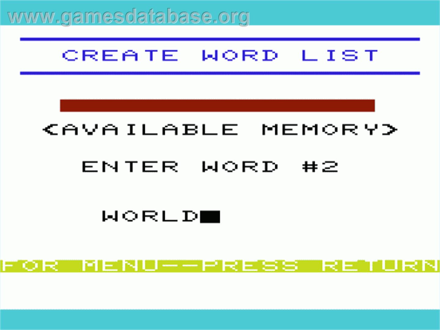 Flash 'n Spell - Commodore VIC-20 - Artwork - In Game
